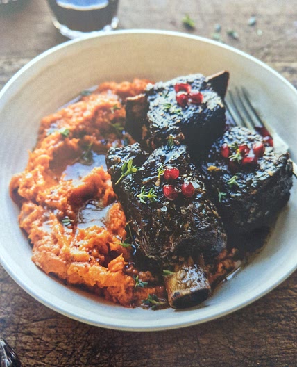 Pomegranate-Braised Short Ribs with Sweet Potato Mash