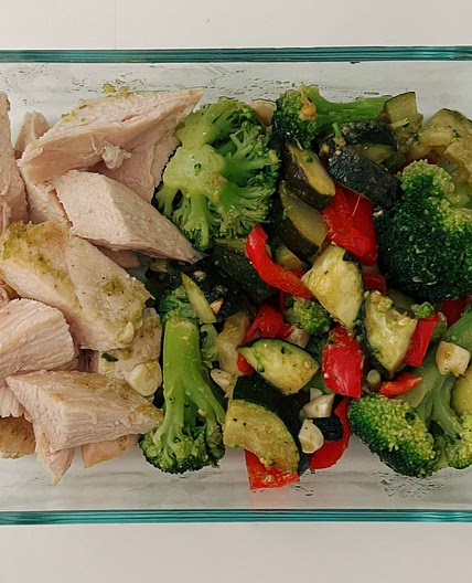 Sheet Pan Pesto  Chicken Meal Prep
