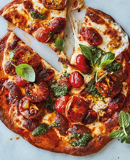 Bruschetta-Inspired Pizza with fresh Buratta
