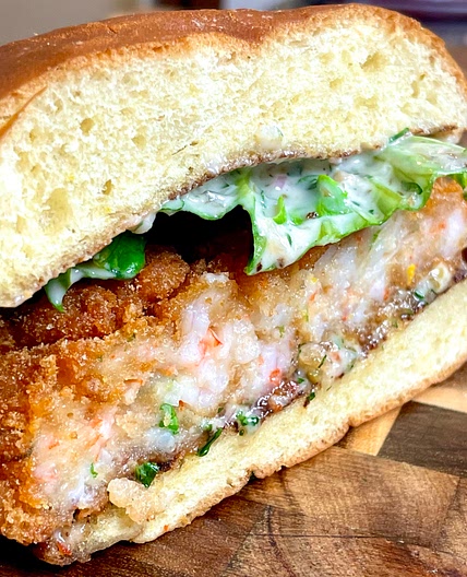 Shrimp Chip Crusted Shrimp Burger