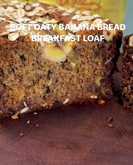 Soft oaty banana bread breakfast loaf