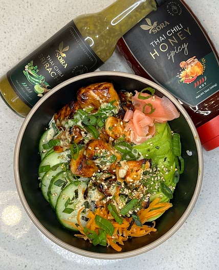 Sushi Bowl with Air Fryer Salmon