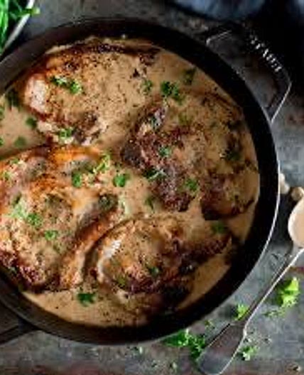 Pork Chops w/ Creamy Mustard Sauce