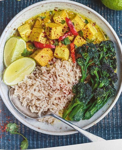 Golden tofu curry bowl