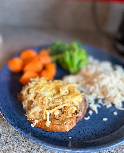 Cheesy bramley apple pork