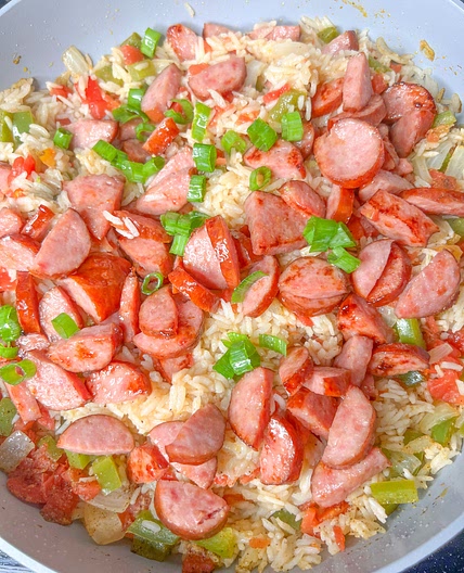ONE POT SMOKED SAUSAGE AND RICE