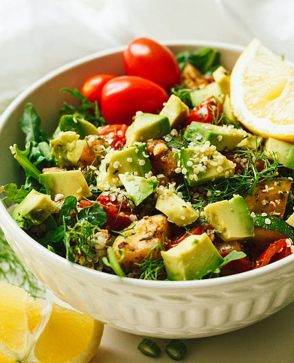 Arugula, Cherry Tomato, and Sautéed Zucchini Quinoa Salad