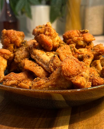 Lemon Pepper Wings with Blue Cheese Dip