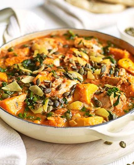 Spiced chicken, spinach & sweet potato stew