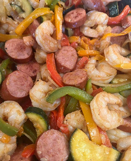 SHRIMP & SAUSAGE ONE PAN MEAL 