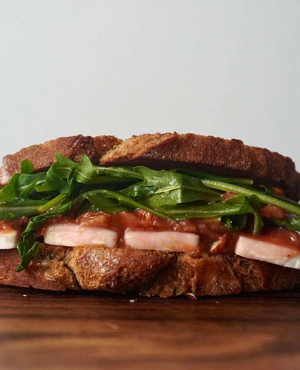 Rhubarb goat cheese sandwich