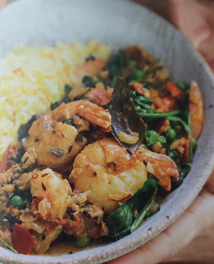 Prawn curry with peas
