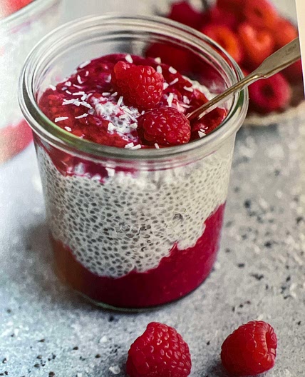 Coconut & vanilla chia pudding with Berry Compote