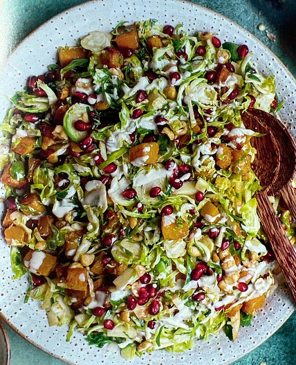 Shaved Brussels sprouts, butternut & hazelnut salad