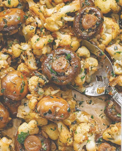 Garlic Mushrooms Cauliflower Skillet