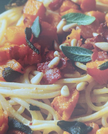 Spaghetti with Roasted Pumpkin, Pancetta and Sage