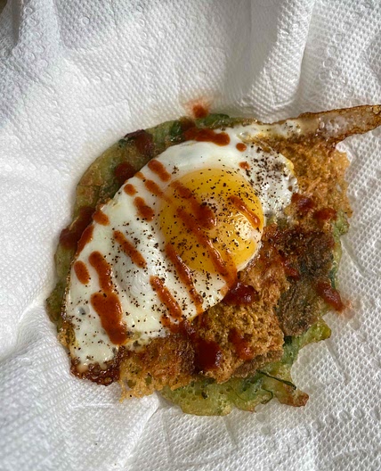 Korean pancake breakfast tacos 