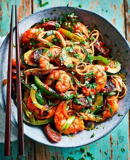 Prawn and chorizo stir-fry