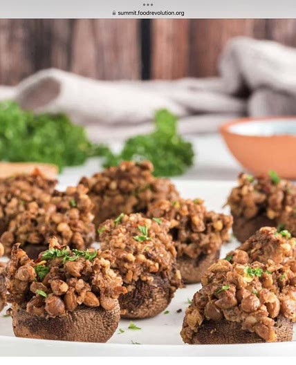 Walnut and Lentil Stuffed Mushrooms