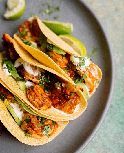 Shrimp Tacos w/ Chipotle Sauce