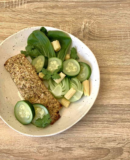 Hazelnut Crusted Cod with Greens