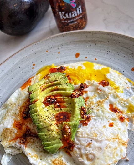 Fried eggs and avocado 
