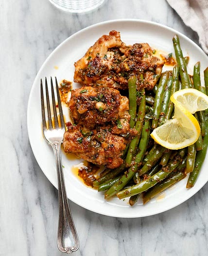 Garlic lemon Chicken and Greenbeans