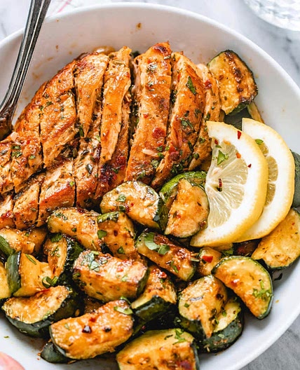 ASADO CHICKEN BREAST WITH SAUTEED LEMON ZUCCHINI