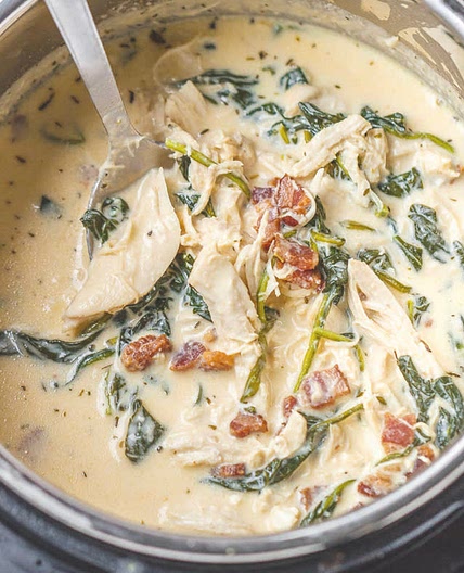 Instant pot Crack chicken w/ spinach, cream cheese, bacon