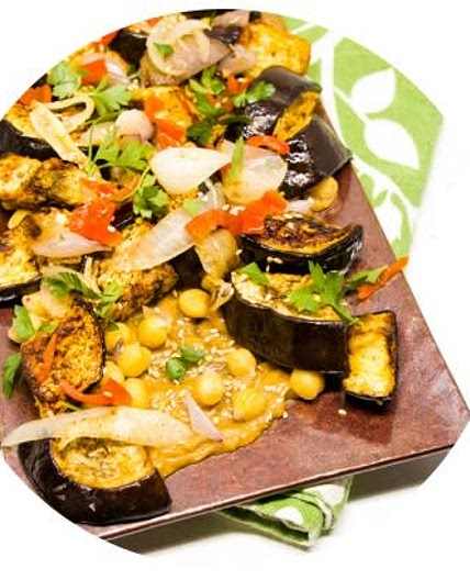 roasted eggplant with  cashew sauce