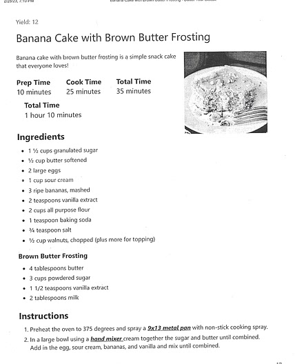 Banana Cake with Brown Butter Frosting