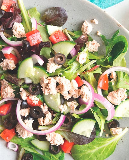 Greek Salad with Tofu “Feta”