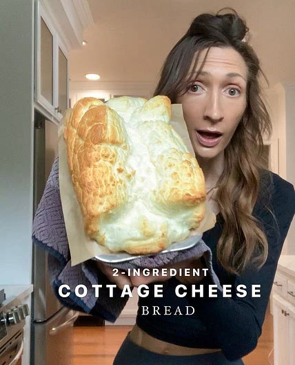 2-ingredient COTTAGE CHEESE BREAD! Follow for more IBS and candi