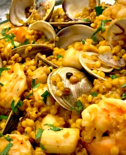 Seafood Moghrabiyeh