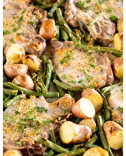 Sheet Pan Parmesan Pork Chops And Vegetables