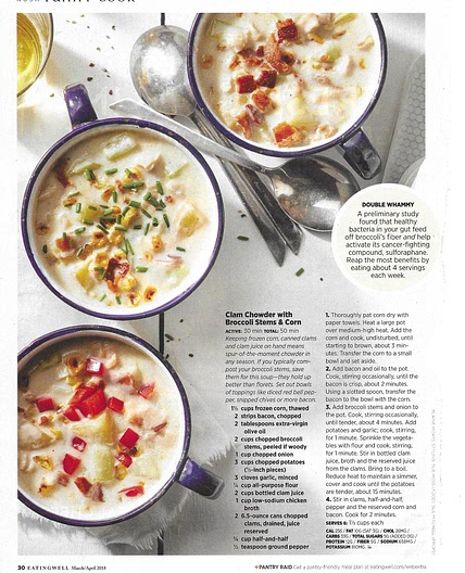 Clam Chowder with Broccoli Stems and Corn