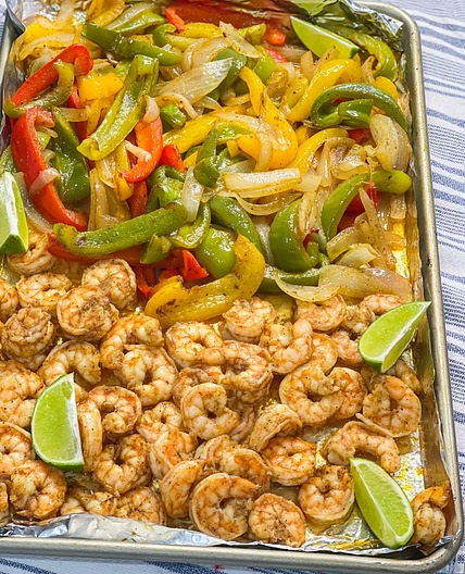 Sheet pan shrimp fajitas 