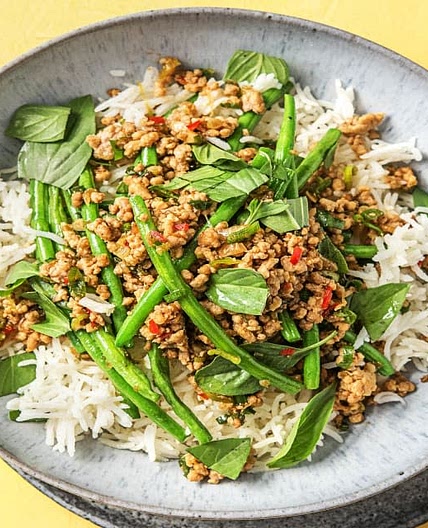 Pork mince stir fry with rice