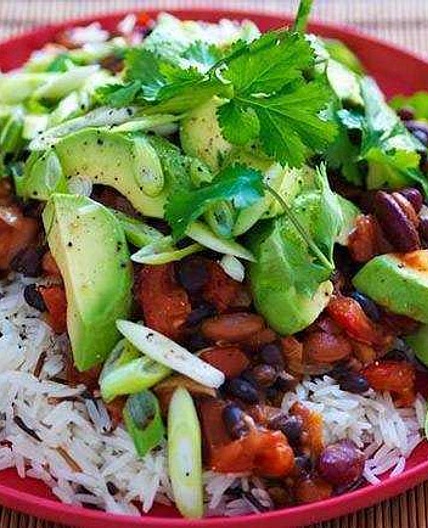 Bean, wild rice and avocado salad