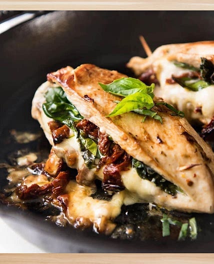 Sun-dried Tomato, Spinach, and Cheese Stuffed Chicken 