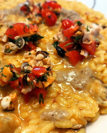 Risotto - Mussels, saffron and tomatoes