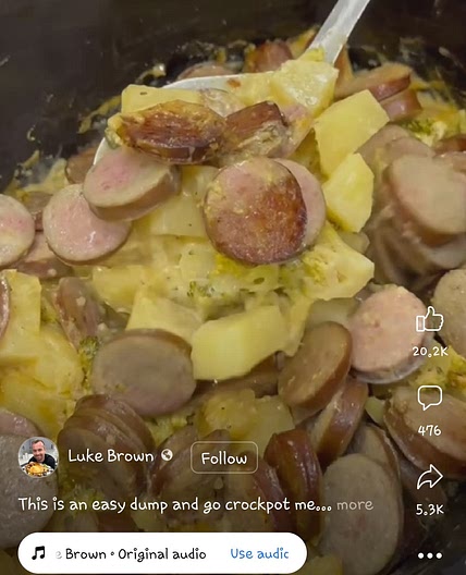 Luke Brown's Slow Cooker Kielbasa Potatoes and Broccoli