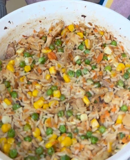 Baked rice with veggies & chicken (optional)