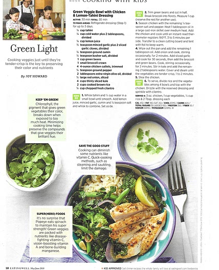 Green Veggie Bowl with Chicken & Lemon-Tahini Dressing