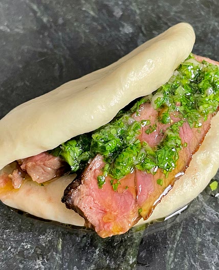 Steak Bao w/ Fish Sauce Chimichurri
