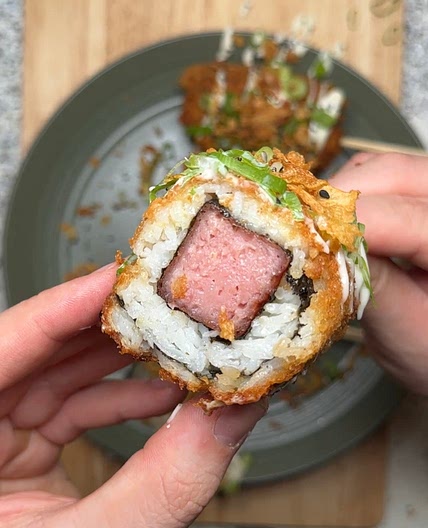 Fried Spam Sushi Dog