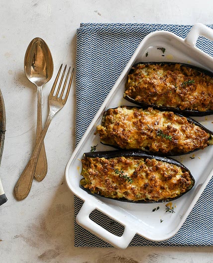 Berenjenas rellenas de soja