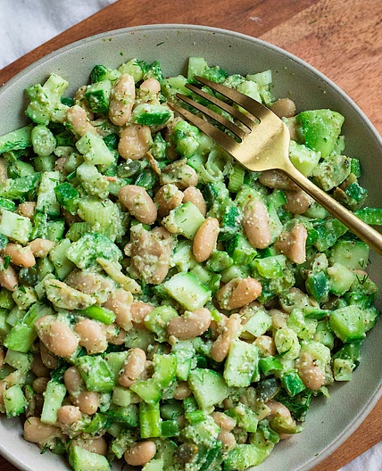 Dill Pickle White Bean Salad (vegan)