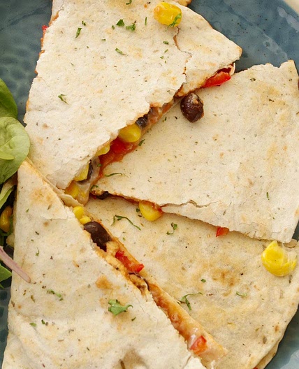 Microwave black bean quesadilla