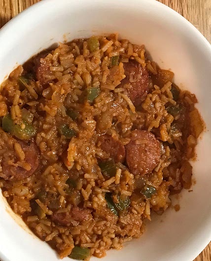 Low Carb Cajun Shrimp, Rice and Sausage Bowel